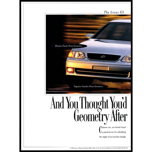 1994 Lexus GS Sports Sedan 2 Page Vintage Print Ad High School Geometry Wall Art - Picture 2 of 3